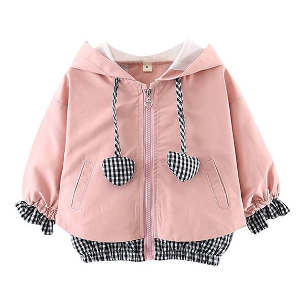 

telotuny baby girl autumn heart plaid hooded windproof coat outwear girl casual clothes children's kids thin jackets zo10, Blue;gray
