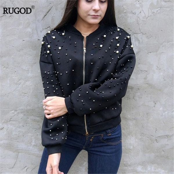 

rugod new diamond beading bomber jacket women 2018 spring casual loose zipper long sleeve baseball jacket casaco feminino1, Black;brown