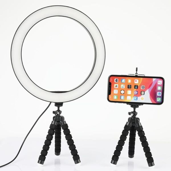 

flash heads pography led selfie ring light 26cm po phone lamp with table camera tripod smartphne holder for makeup video live1