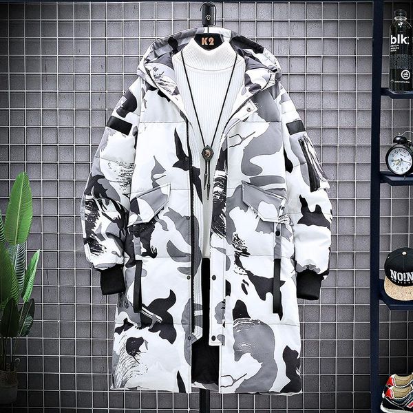 

men's down & parkas winter long men windbreaker brand zipper breathable windproof coats male camouflage hooded jackets black