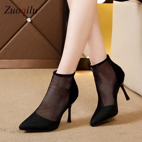 

dress shoes lace mesh high heels female pumps women heel wedding black gauze mujer1