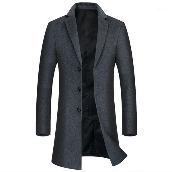 

2020 winter men plus-sized mid-length wool coat middle-aged casual woolen jacket1, Black