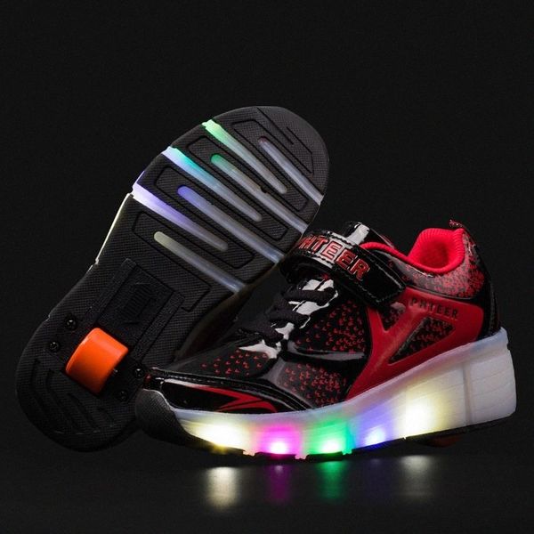 

2019 Sneakers Kids Sneakers with Wheels Roller Skate Shoes Children Glowing Led Light up Shoes for Boys Girls #CR0g