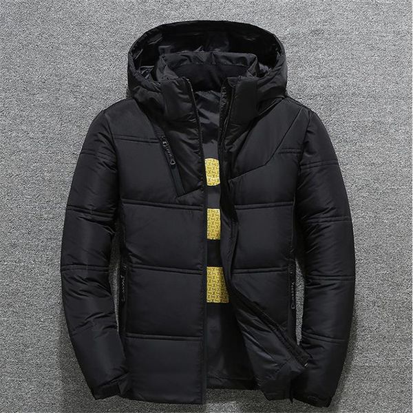 

winter mens quality thermal thick coat snow parka male warm outwear 80% white duck down jacket men doudoune homme, Black