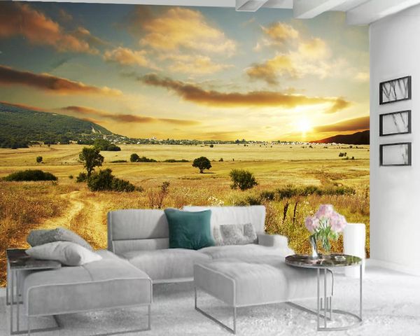 

custom 3d wallpaper mural 3d modern wallpaper beautiful meadow romantic landscape decorative silk 3d mural wallpaper