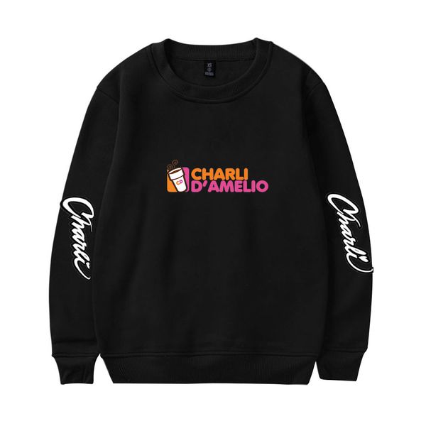 

the hype house sweatshirt charli d'amelio sweatshirts men women print addison rae hoodies pullover harajuku tracksuit 1014, Black