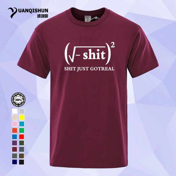 

yuanqishun 17 colors summer men t shirt male shit just got real math equation t-shirt for men 100% cotton short sleeve tshirt 0183-w, White;black