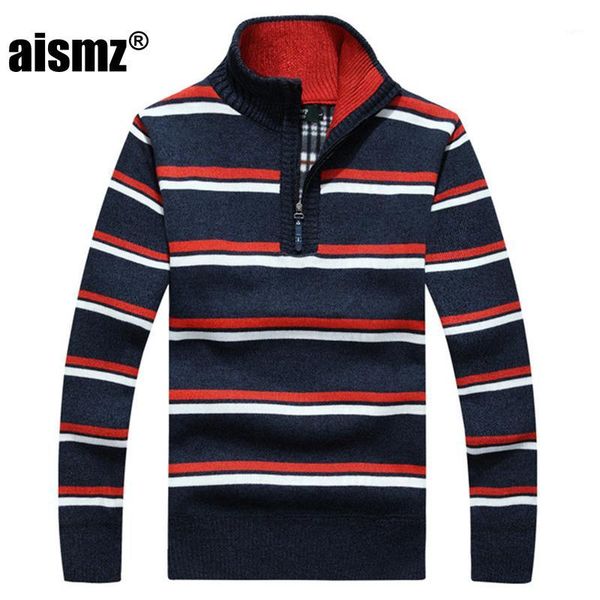 

aismz men sweater 2018 autumn winter mens wool pullovers striped zipper cashmere sweaters male casual knitwear pull homme1, White;black
