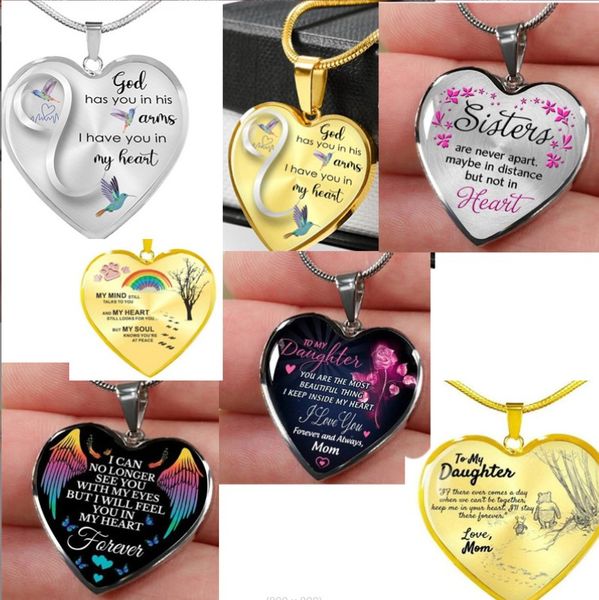 

fashion family jewelry accessories peach heart necklace mom dad daughter love bear pendants wings friend valentine's day gift, Red;brown
