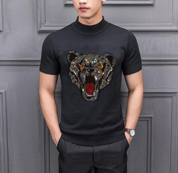 

new 2021 autumn men's slim fit sweaters male diamond stone color o-neck sweater black white knitted pullover s-2xl fn3j, White;black