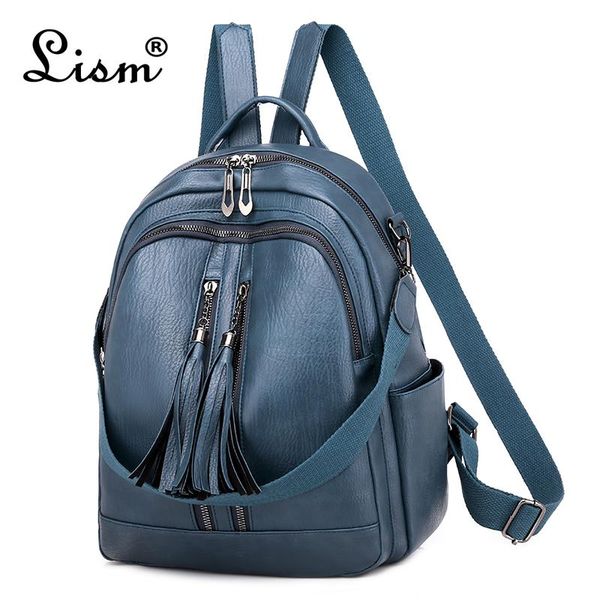 

мода кисточкой женщин рюкзак высокого качества молодежи кожа рюкзак для девочек-подростков девушек школы сумки на ремне bagpack mochila sqcx