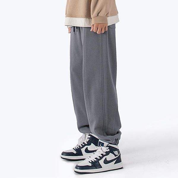 

men's pants sportswear loose and versatile in autumn winter, plush thickened bodyguard , corset leisure wid, Black