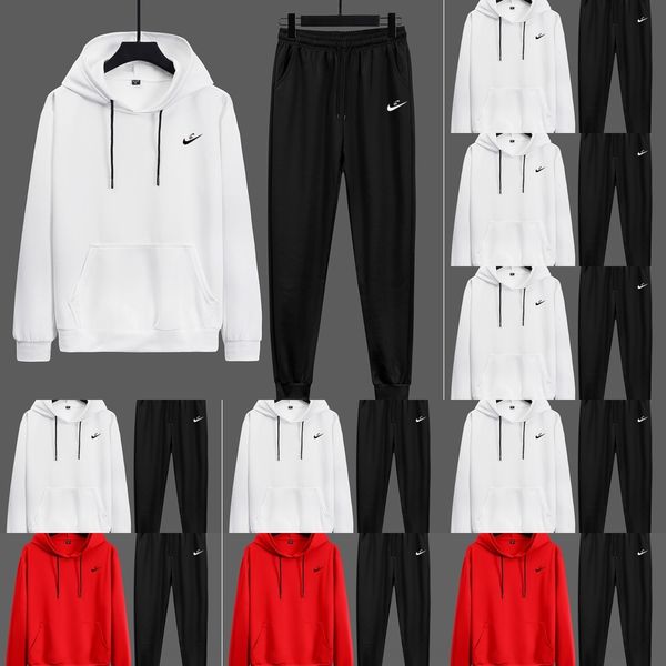 

km5xz men's suit 2020 autumn long sleeve hooded sports suit korean printed sweater sweater men's set sweatertwo piece pants ktasp, Black