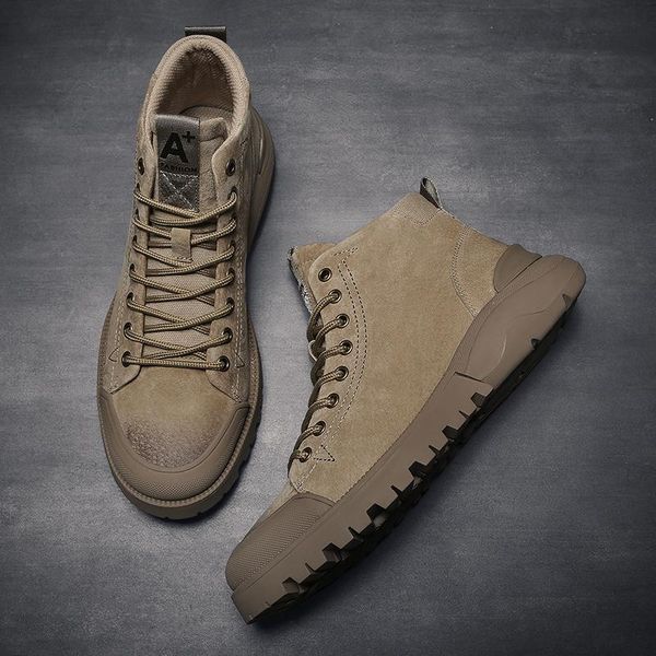 

2020 new men's boots winter boots british trend men's retro tide tool shoes fashion retro style work shoes, Black