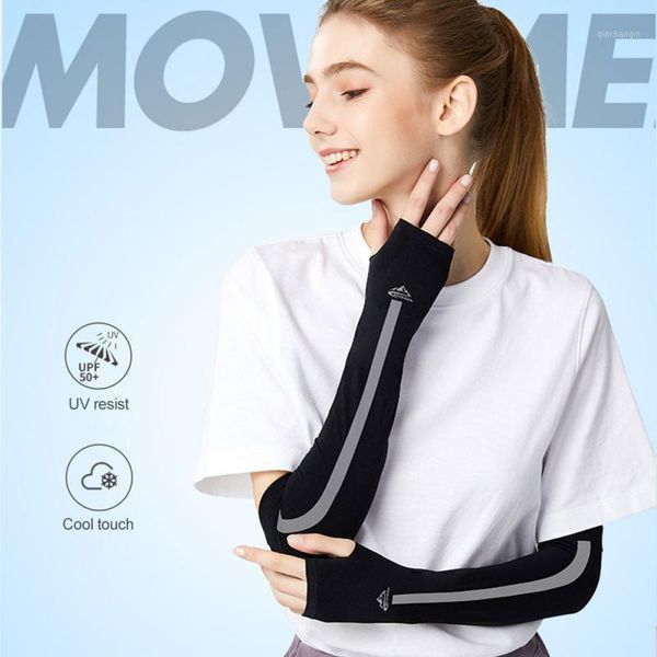 

elbow & knee pads 2021 summer ice silk sleeve sun protection outdoor sport hiking cycling arm cover cool breathable1, Black;gray