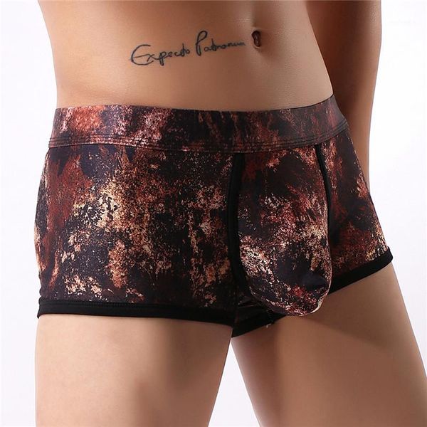 

underwear men low waist print boxer shorts homme u cover male comfortable underpants men's boxers breathable panties1, Black;white