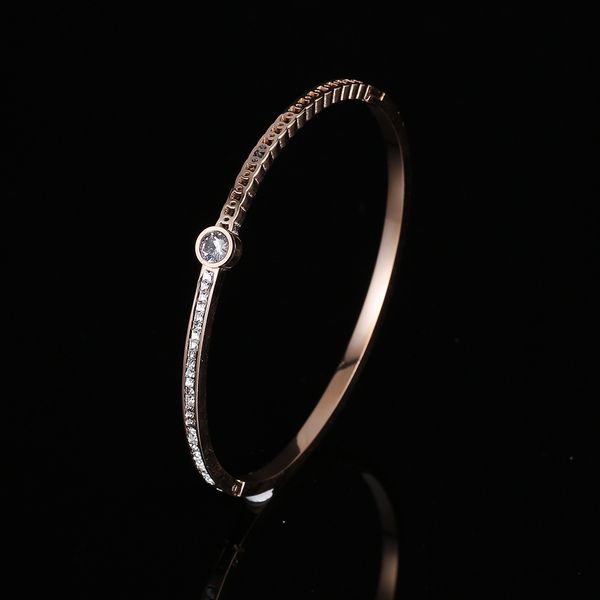 

women's simple diamond inlaid rose gold bracelet, Silver
