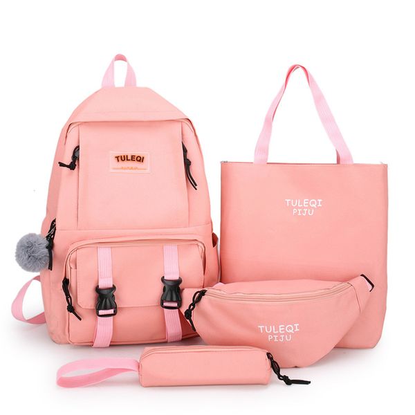 

direct selling new style three piece high capacity backpack korean student schoolbag women's casual canvas printed backpack