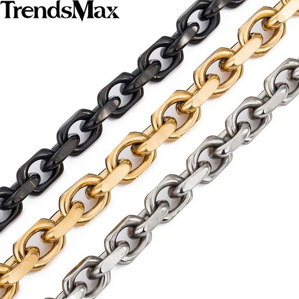 

trendsmax 9mm gold-color cable link stainless steel necklace mens chain boys wholesale dropship jewelry knm53, Silver