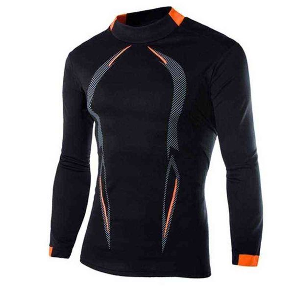 T-shirt sportiva da uomo europea americana a maniche lunghe aderente elasticizzata abbigliamento ad asciugatura rapida abbigliamento da ciclismo uomo Y220214