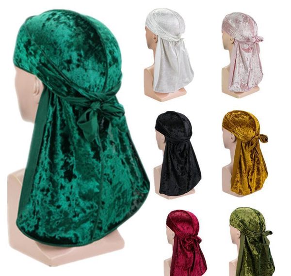 

fashion designer durag velvet men satin durags bandana turban wigs me durag long-tail pirate hat headband pirate hat wmtldo otsweet, Blue;gray
