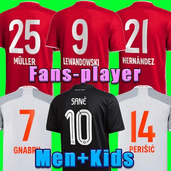 

20 21 soccer jersey player version sane lewandowski coman gnabry alaba davies muller soccer jersey 2020 2021 football shirt men and kids kit, Black