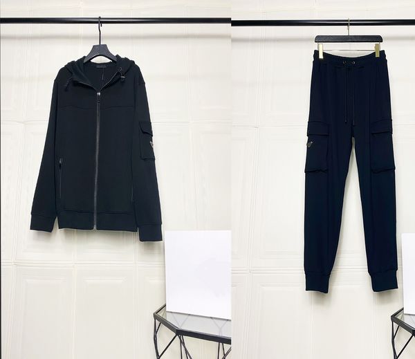 

two pieces 2020 mens tracksuit classic casual new suit windproof classic high density space cotton fabric not fade pants and hoodies, Gray