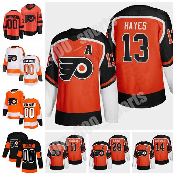 

2021 reverse retro philadelphia flyers hockey 14 sean couturier jersey men 13 kevin hayes 9 ivan provorov 11 travis konecny 28 claude giroux, Black;red