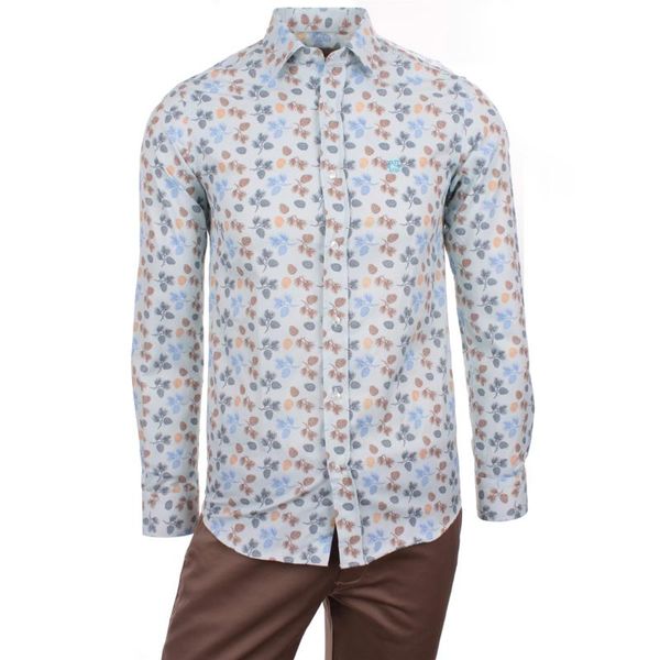 

gentilbay men's flower digital printed cotton slimfit long-sleeve sport classic shirt dpd051, White;black