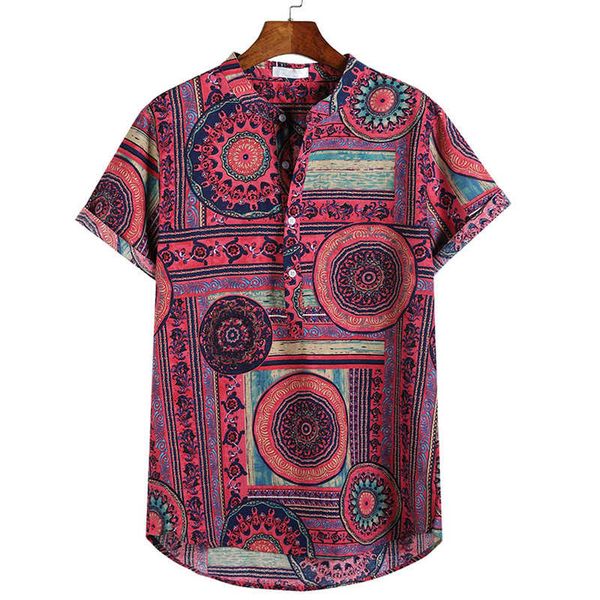 

2021 summer new loose fit big round neck baby men's shirtslim fit fashion floral print dress males clothes, White;black