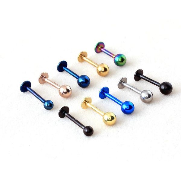 

labret ring lip stud bar 316l stainless steel 16g popular body piercing jewelry cartiliage tragus monroe chin helix wholesale uppr6, Black