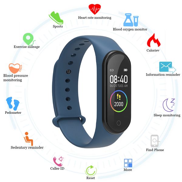 

2020 m4 smart watch band fitness bractelet trcker sport sport шагомер сердечное давление артериальное давление bluetooth здоровье wiwstband