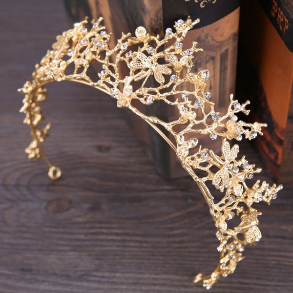 

tiktok new style gold baroque crown wedding dress accessories, hair hoop, bride head hat, Silver
