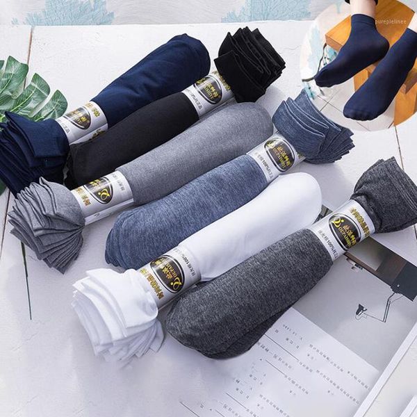 

6pairs/lot business men's socks thin cotton long crew socks summer autumn silk casual soft elastic ankle sox male1, Black