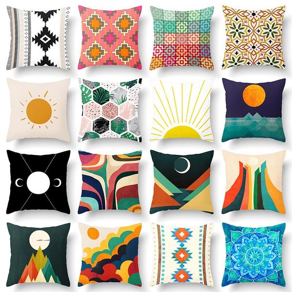 

geometric print plush cushion cover multicolor striped decorative throw pillow cover home decor diamond print square pillowcase