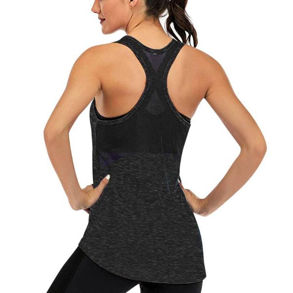 

yoga outfits 2021 backless sleeveless women shirts loose vest sports singlet athletic fitness mesh hollow workout sportswear, White;red