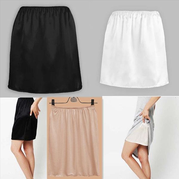 

women satin half slip underskirt petticoat under skirts safety skirt mini skirt zjm9040, Black