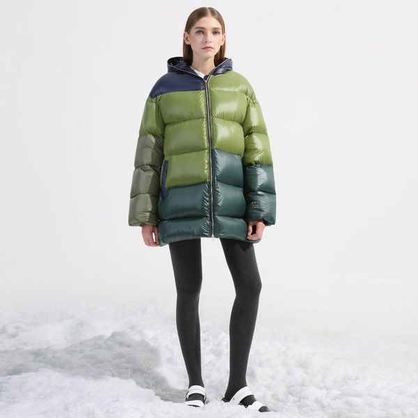 

women's down & parkas original designer 2021 winter color matching hooded long paragraph loose casual stay cute jacket, Black