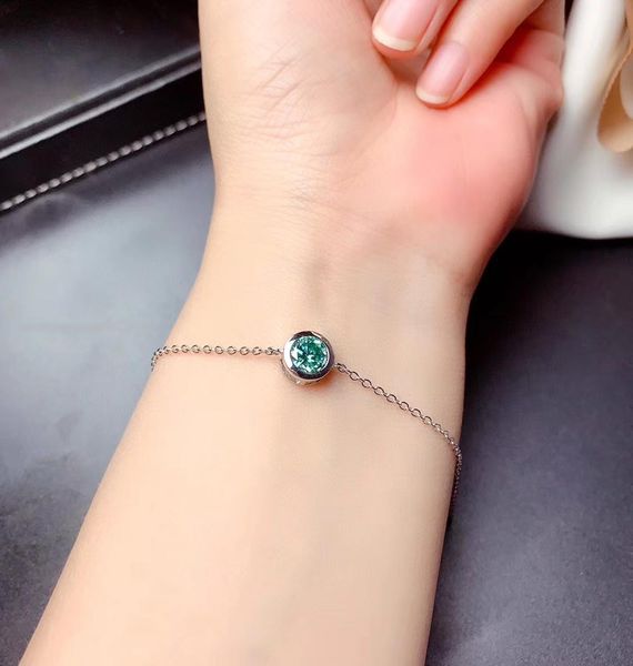 

1ct green moissanite women bracelet round gem shiny better than diamond real 925 silver gra certificate gifrl birthday gift 1028, Black