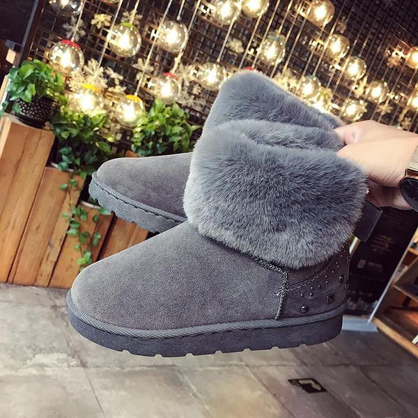 

new women boots brand winter shoes bota feminina warm black round toe casual female snow boots faux suede ankle boot women