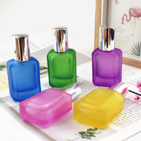 

1pc colorful 50ml glass perfume bottle with sprayer mini refillable empty travel spray bottle cosmetic container1