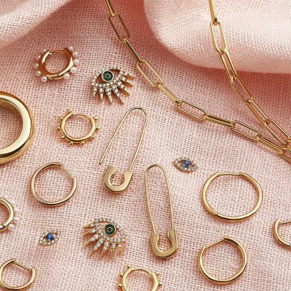 

2020 fashion gold safety pin stud earrings female rhinestone enamel evil eye earrings statement ear rings jewelry accessories1, Golden;silver