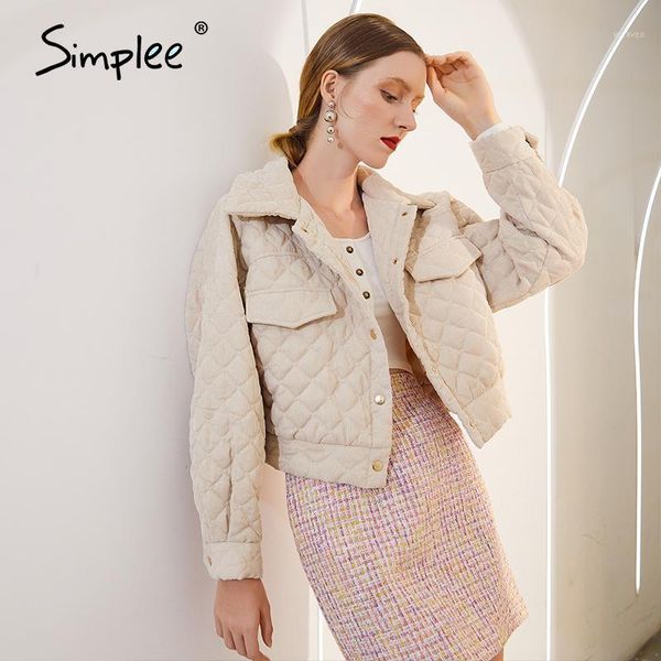 

simplee fashion corduroy winter women coat single-breasted ladies parkas 2020 casual female turndown collar short jackets coats1, Black;brown