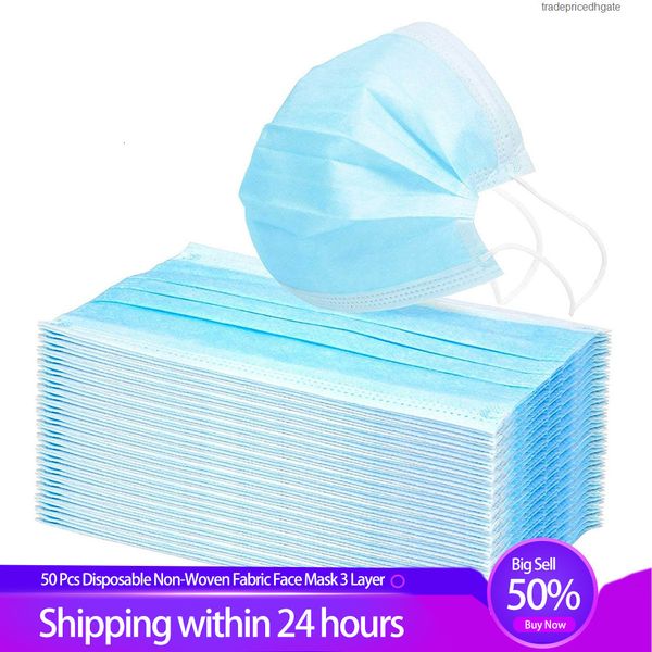 

3 non-woven mouth disposable protective ply face masks cover saliva mist dust pm2.5 proof earloop healthcare 10/50pcs