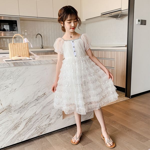 

girl's 2020 summer dress new children's princess princess cake skirtdress foreign air net red baby mermaid cake skirt gauze skirt, Black;gray