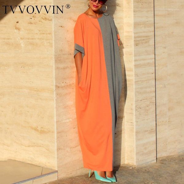 

2020 new summer women dress round neck batwing short sleeve cantrast colors plus size wide loose female vestidos h11511, White;black