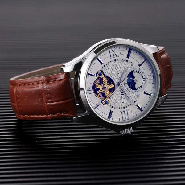 

trend korean version new waterproof simple men's 2020 leisure fashion automatic mechanical watch 2021bulbeflb, Slivery;brown