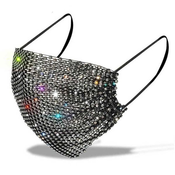 

us stock party fashion gliter female men women dustproof facemask with drill sun protection bling pm2.5 mouth masks rhinestone mask
