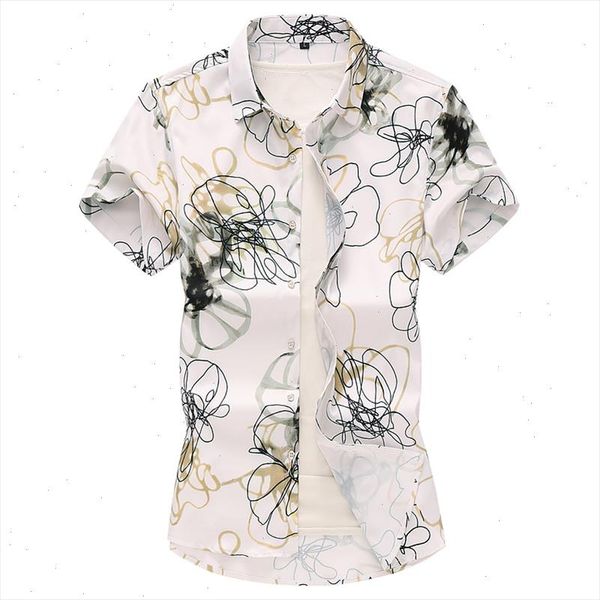 

social shirt for men evening dress men shirt short sleeve polyester casual blouse men summer new plus size 6xl 7xl, White;black