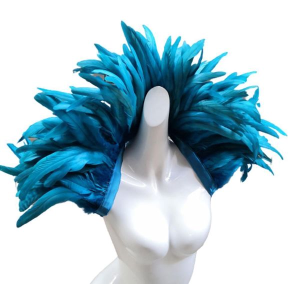 

solid halloween costume rooster feather shoulder wrap feather shawl feather scarf 201018, Blue;gray
